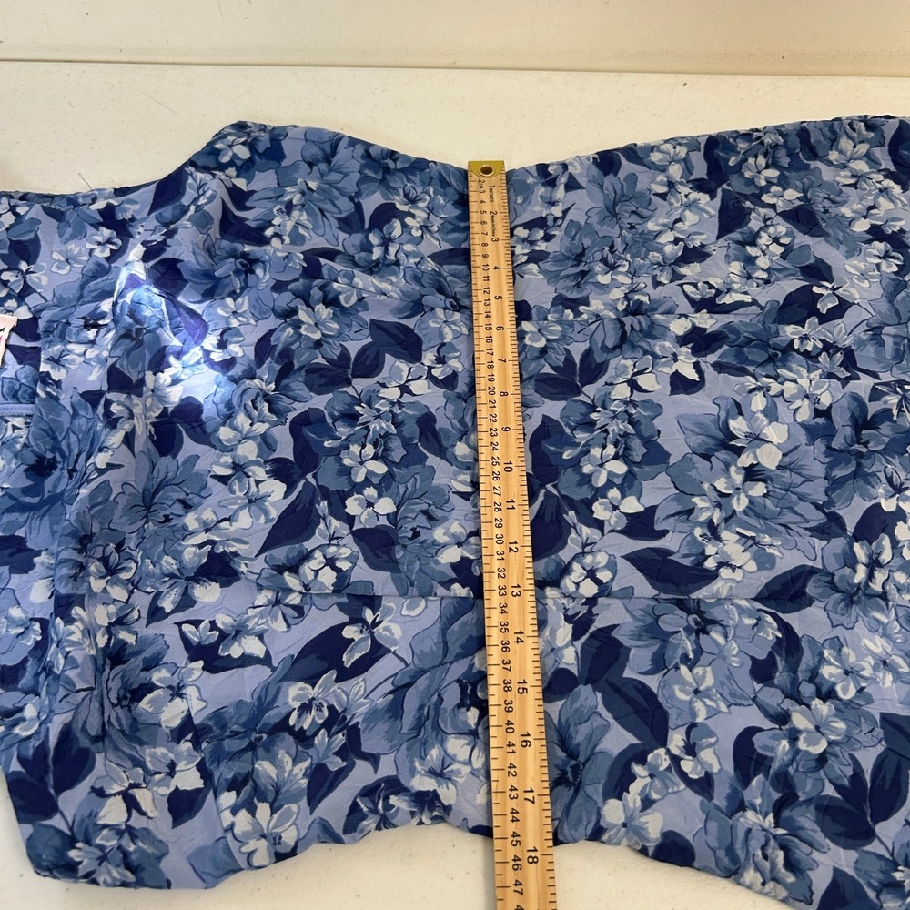 RK Originals Blue Floral Sleeveless Ruffle Hem Midi Sheath Dress Sz 12 - Picture 7 of 8
